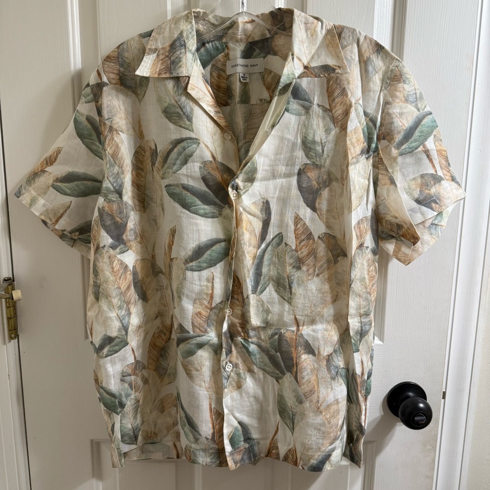 Something Navy Leaf Print Set